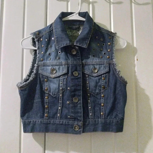 aeropostale "Pretty little liars" y2k bling cropped jean vest-medium - Picture 1 of 9